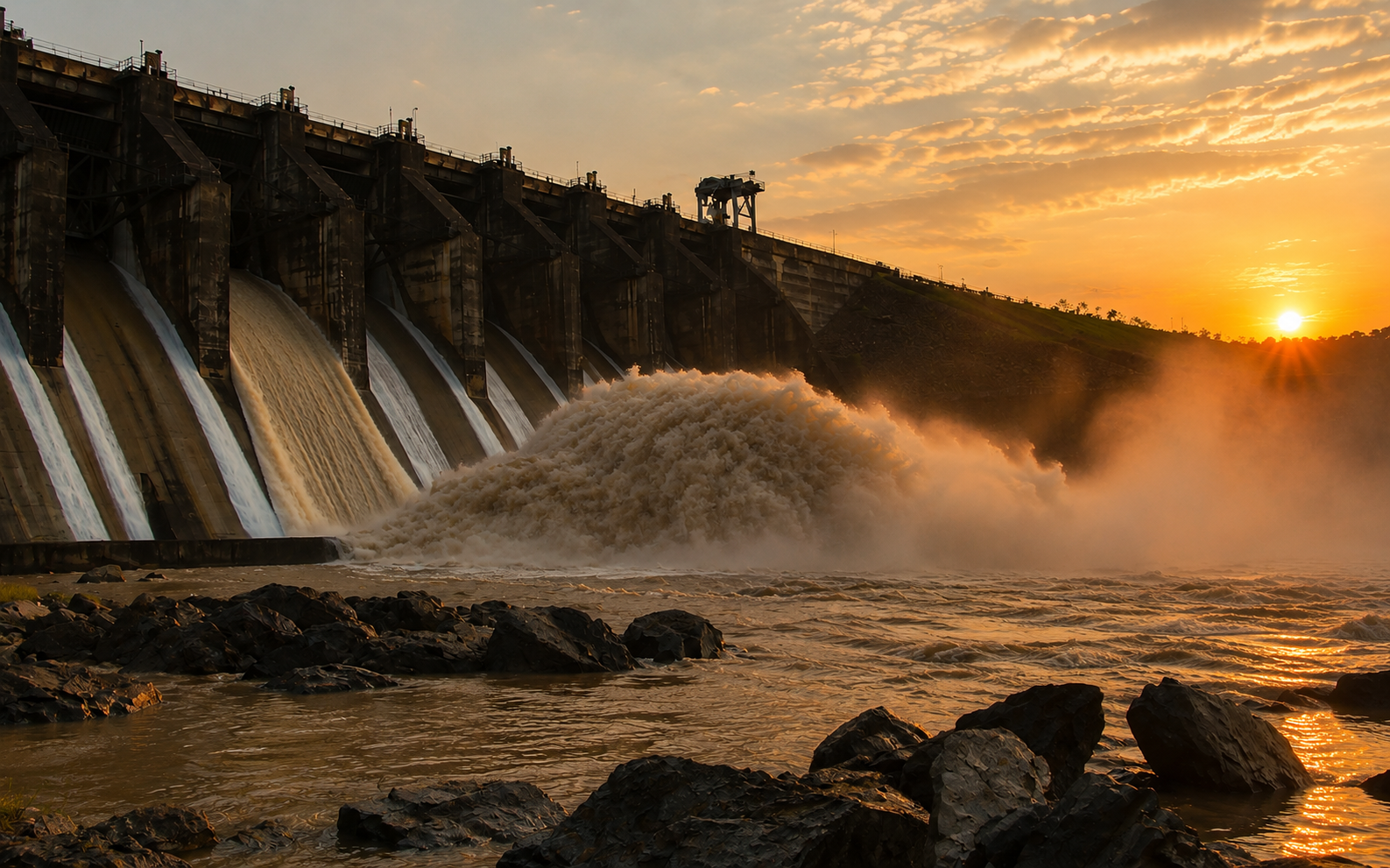 Garga Dam Sunset Panorama